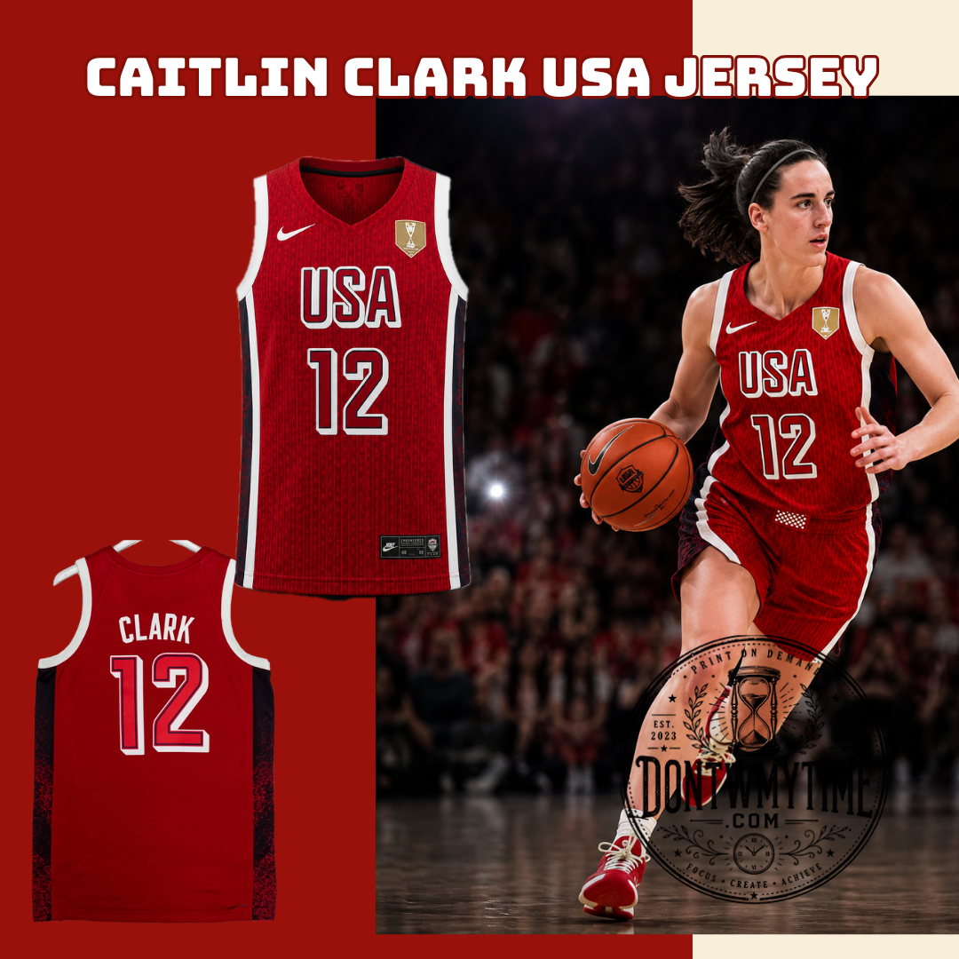 Caitlin Clark USA #12 Red Basketball Jersey - USA Basketball Shirt