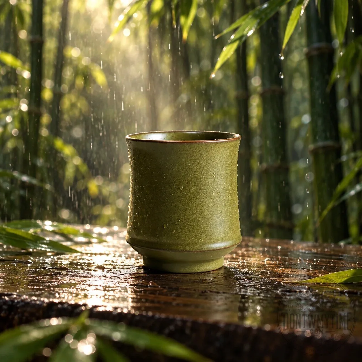 Sara Gaia Handmade Bamboo Porcelain Green Tea Mug
