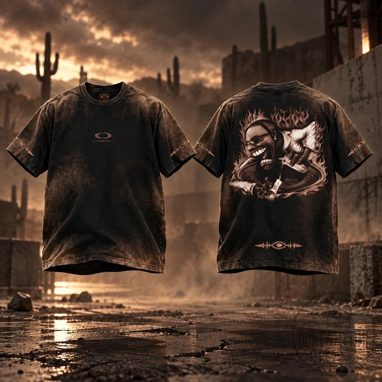 Travis Scott Cactus Jack x Oakley Brown Graphic Shirt