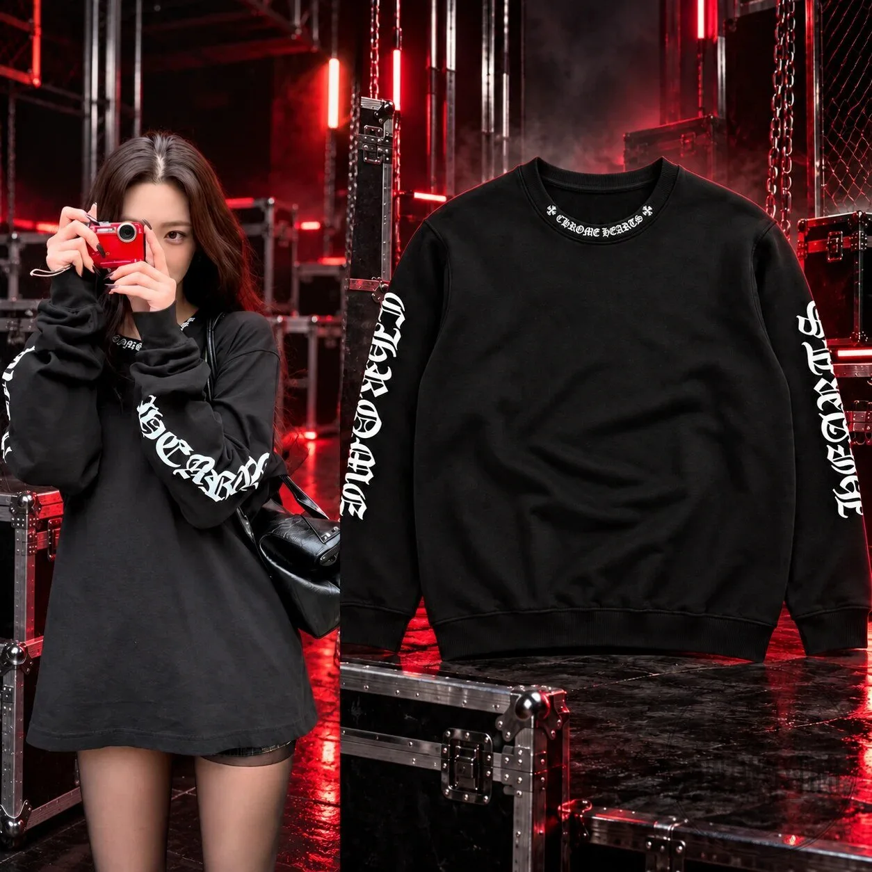 ITZY YUNA Chrome Hearts Black Crewneck Sweatshirt 2026
