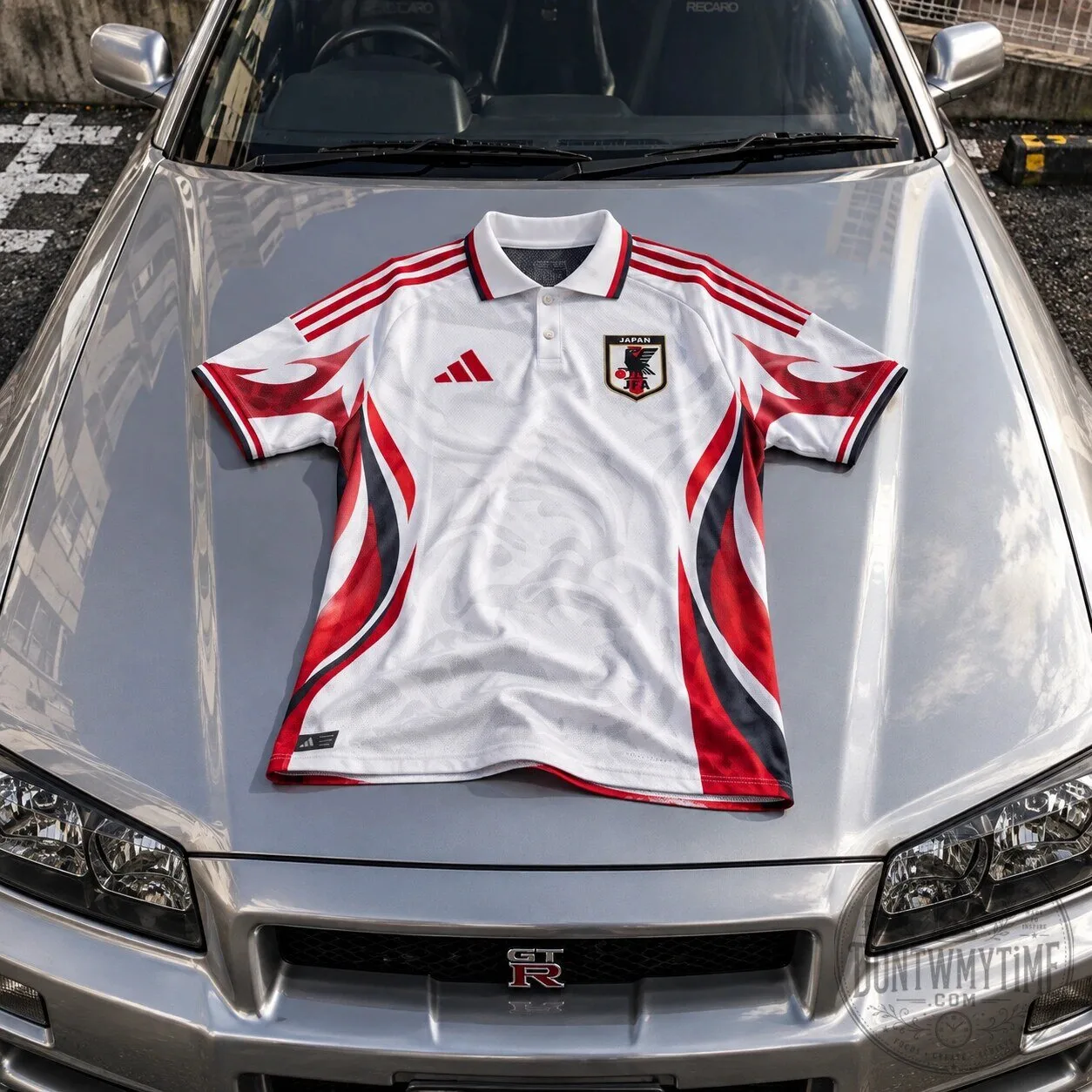 Japan Football Team Flame White Collar Custom Jersey Shirt