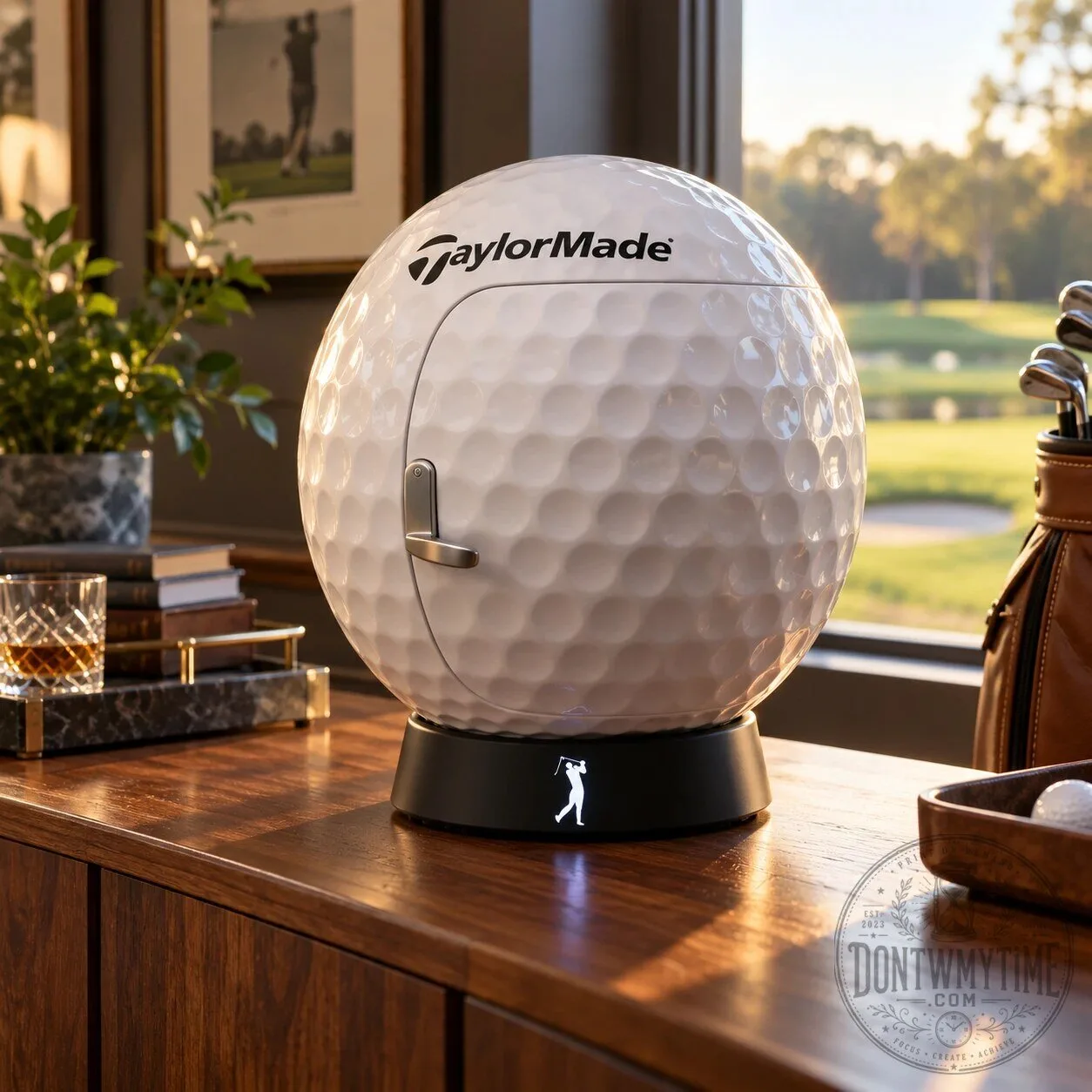 TaylorMade Golf Ball Shaped Mini Fridge – Golf Themed Cooler 9 TaylorMade Golf Ball Shaped Mini Fridge – Golf Themed Cooler product image showing design and details