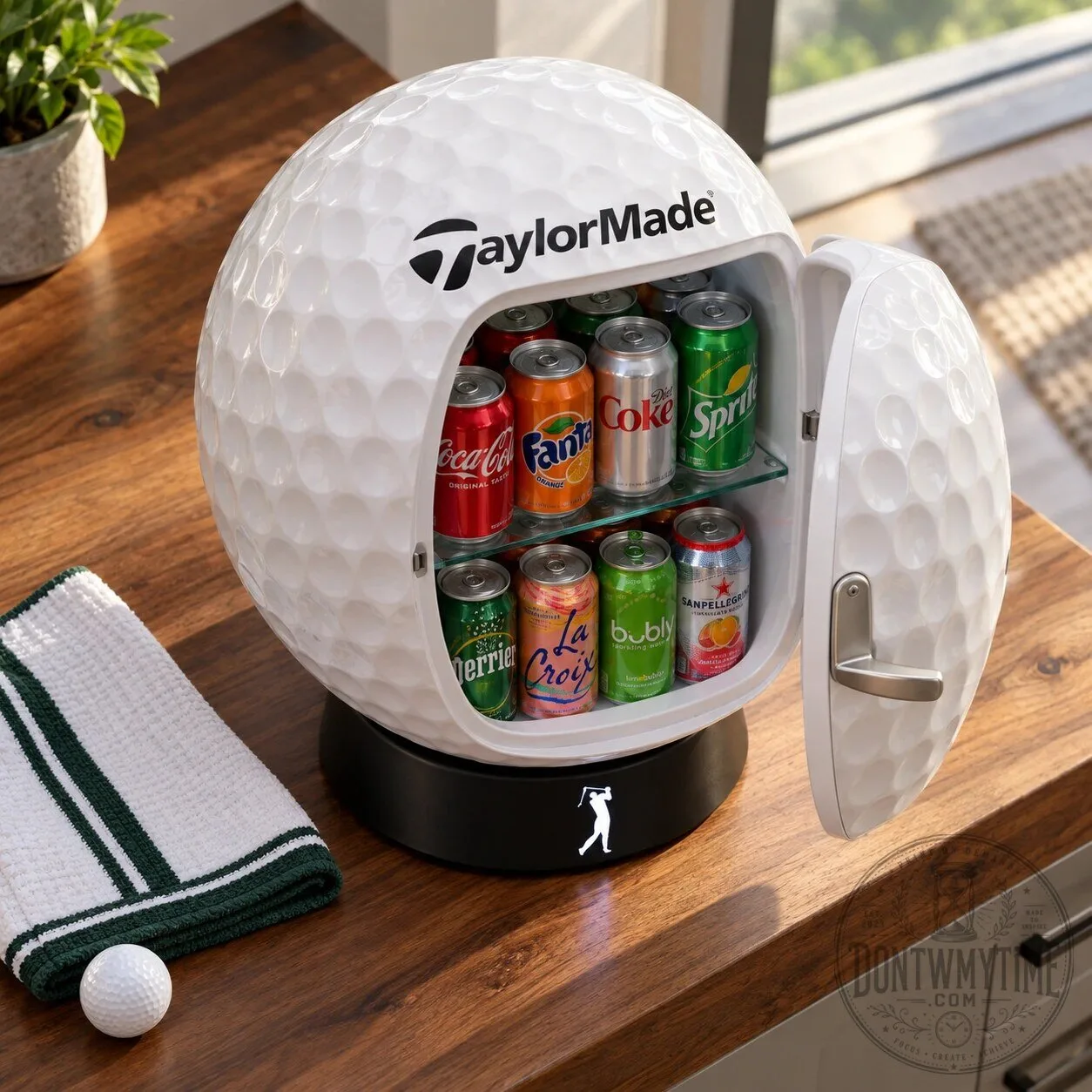 TaylorMade Golf Ball Shaped Mini Fridge – Golf Themed Cooler 10 TaylorMade Golf Ball Shaped Mini Fridge – Golf Themed Cooler product image showing design and details
