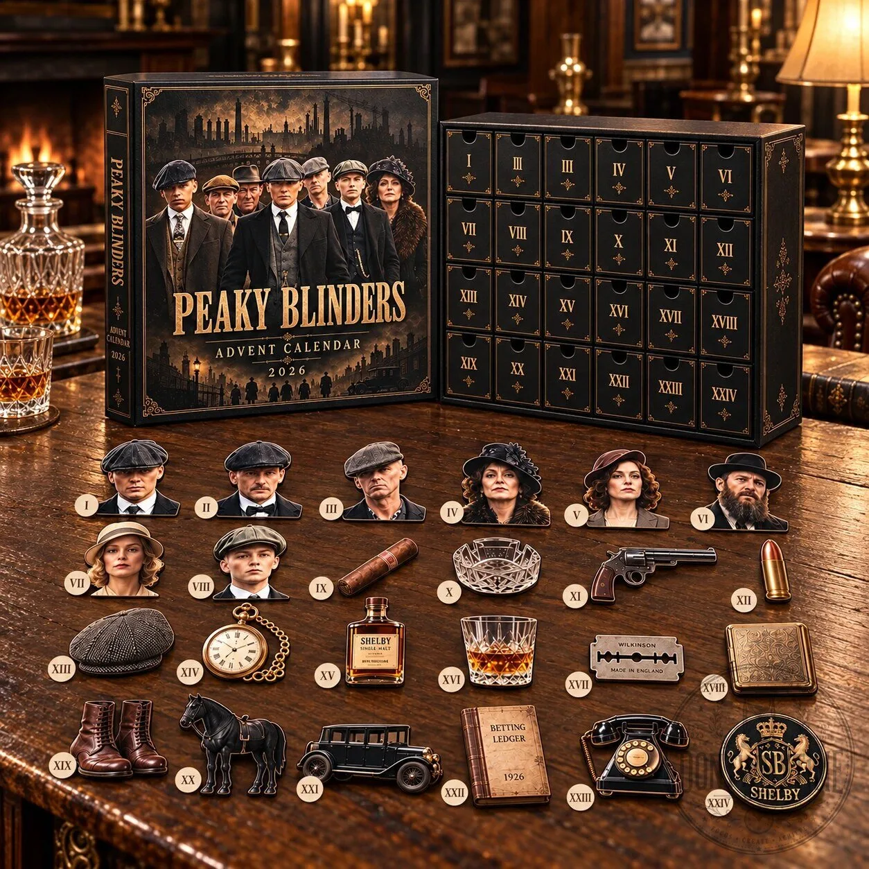 Peaky Blinders 2026 Advent Calendar 24 Days Christmas Countdown Box 8 Peaky Blinders 2026 Advent Calendar 24 Days Christmas Countdown Box product image showing design and details