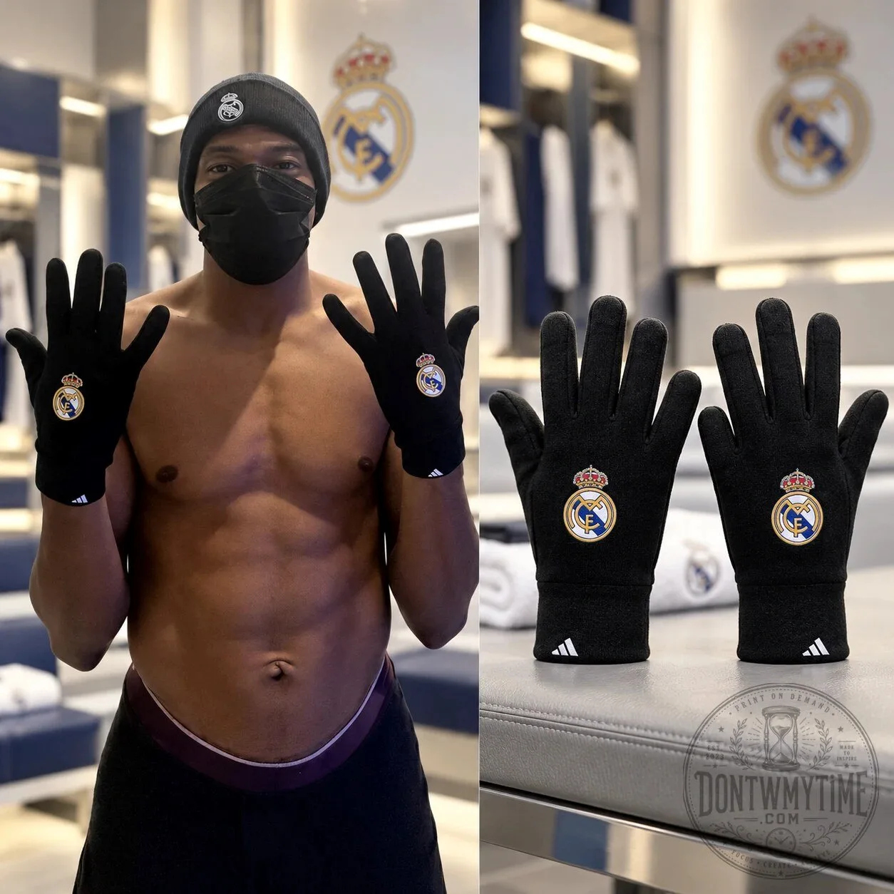 Kylian Mbappe Real Madrid adidas Black Winter Player Gloves