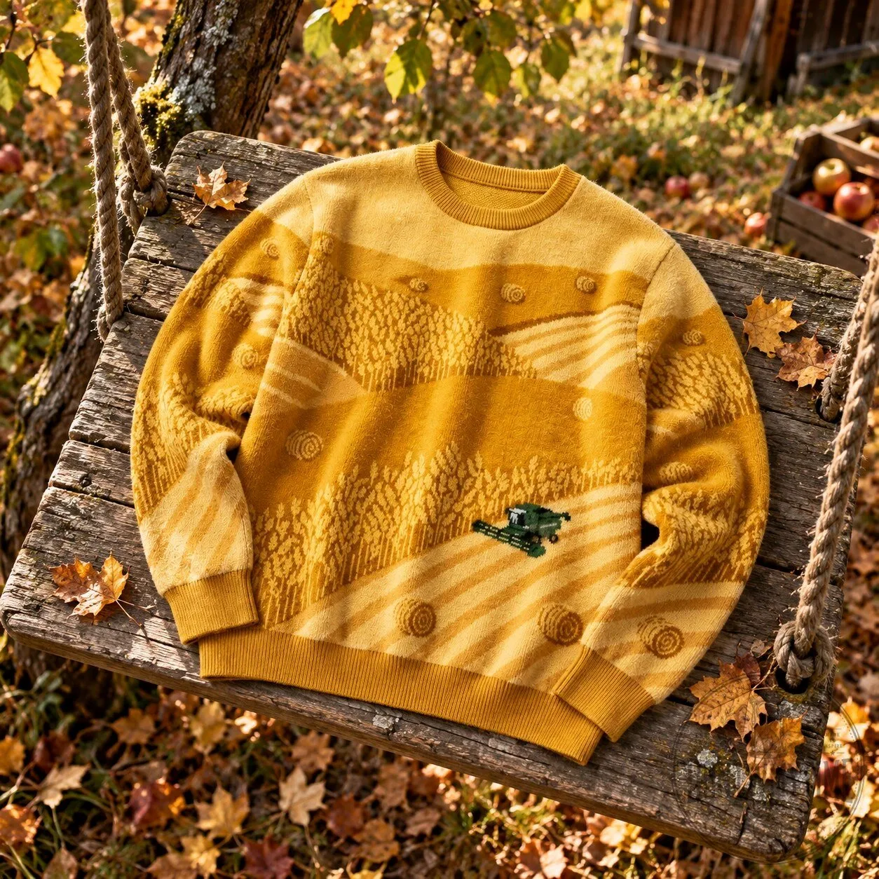 Wheat Sweater Farm Vibe Knit Crewneck Sweetshirt