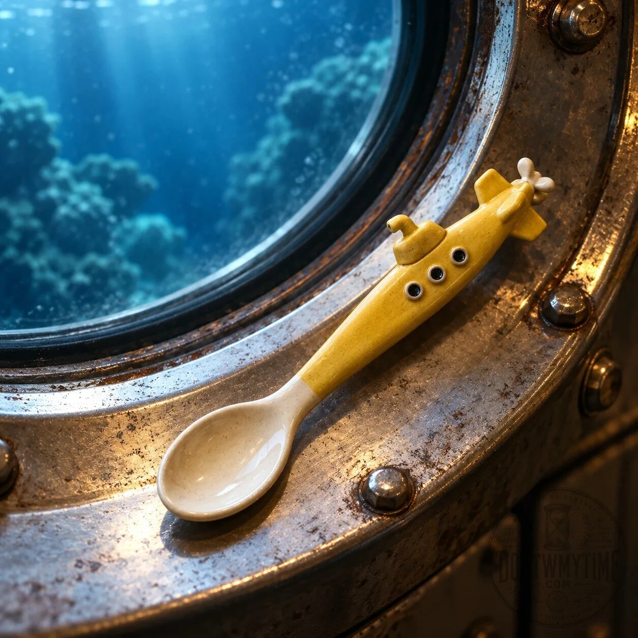 Submarine Ceramic Teaspoon Novelty Coffee Stirrer Spoon 10 Submarine Ceramic Teaspoon Novelty Coffee Stirrer Spoon product image showing design and details