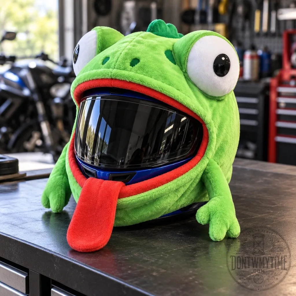 Green Lizard Motorcycle Helmet Cover Plush Funny Headgear Green Lizard Motorcycle Helmet Cover Plush Funny Headgear