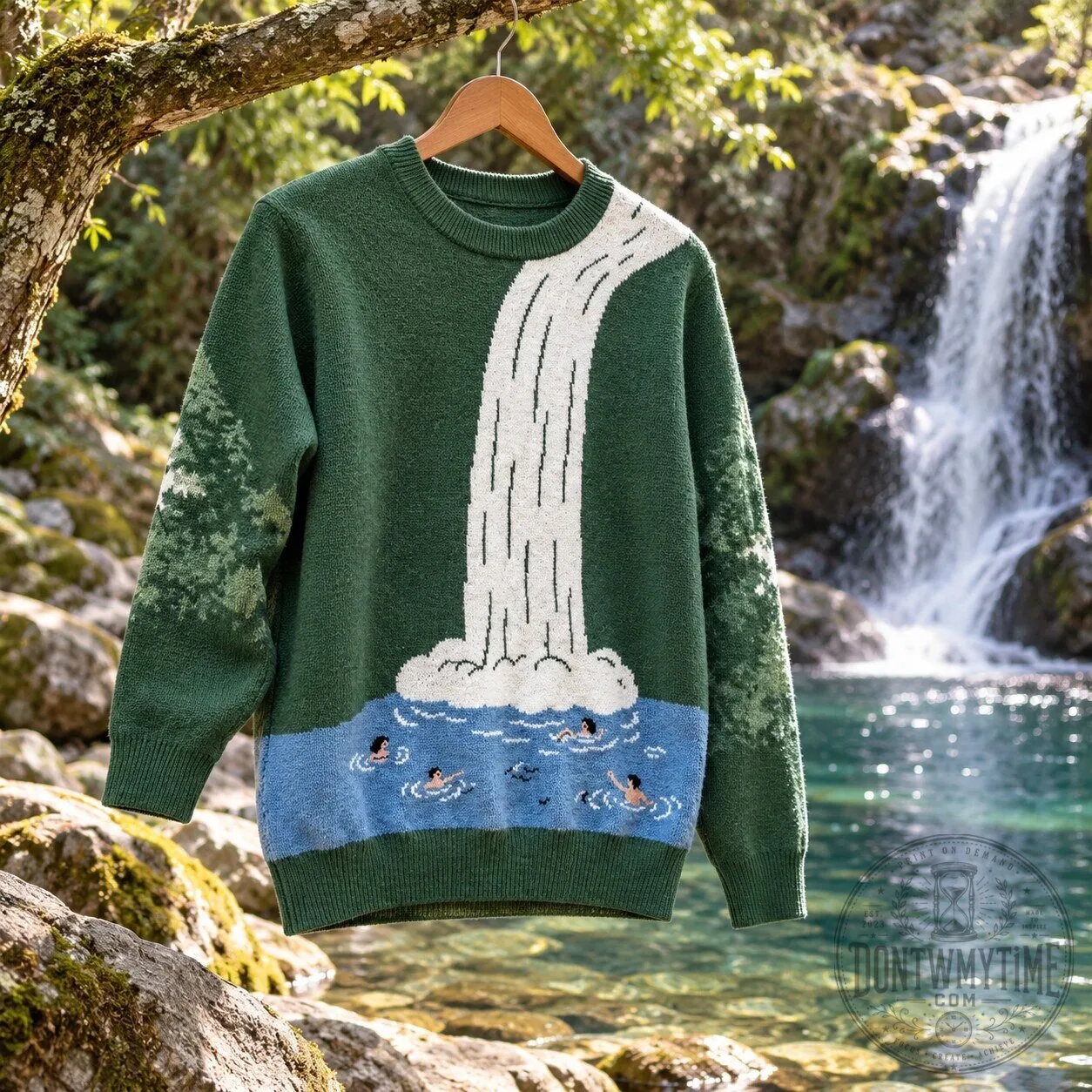 Waterfall Wool Sweater Knitted Pullover 9 Waterfall Wool Sweater Knitted Pullover product image showing design and details