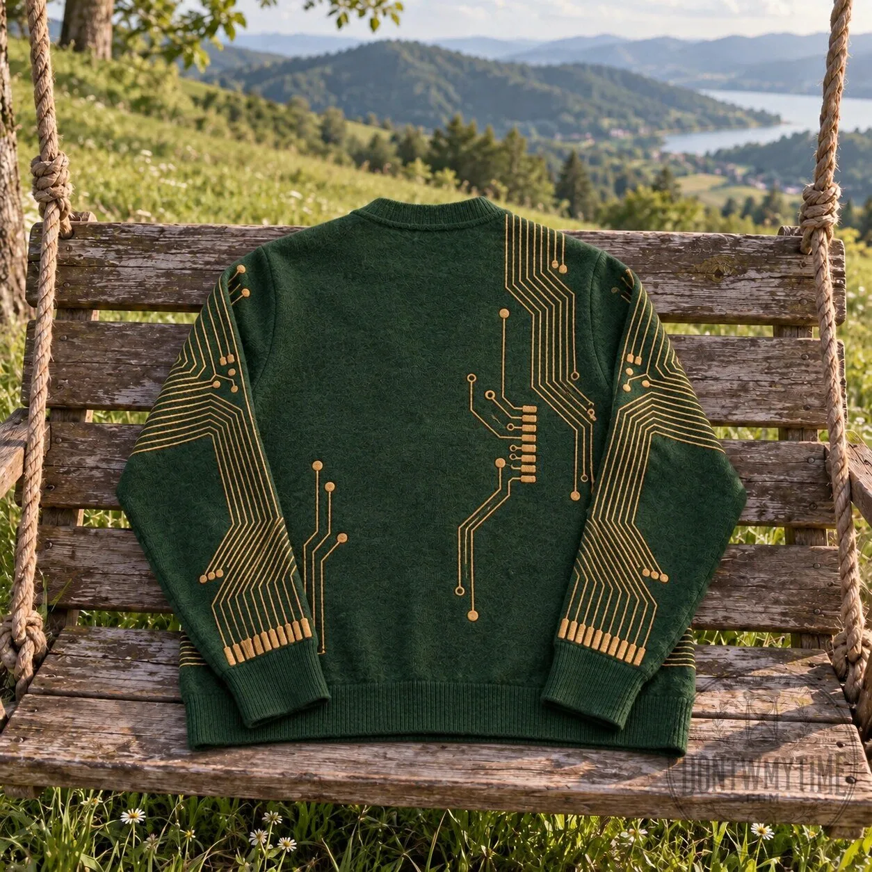 Circuit Cardigan Green Knitted Board Graphic V-Neck Sweater 11 Circuit Cardigan Green Knitted Board Graphic V-Neck Sweater product image showing design and details