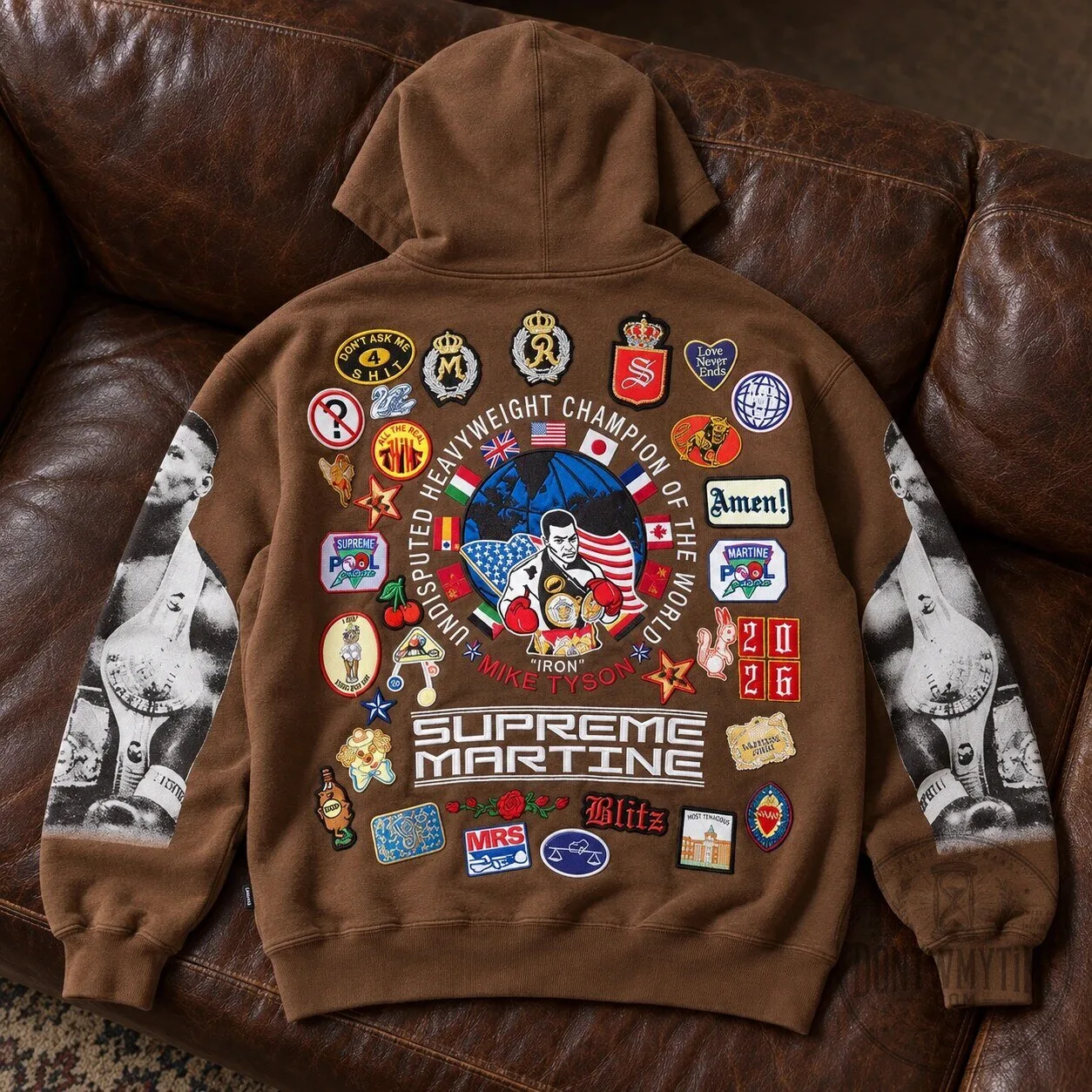 Supreme Martine Rose Mike Tyson Hoodie Multi Badge Teal Limited Hoodie 11 Supreme Martine Rose Mike Tyson Hoodie Multi Badge Teal Limited Hoodie product image showing design and details