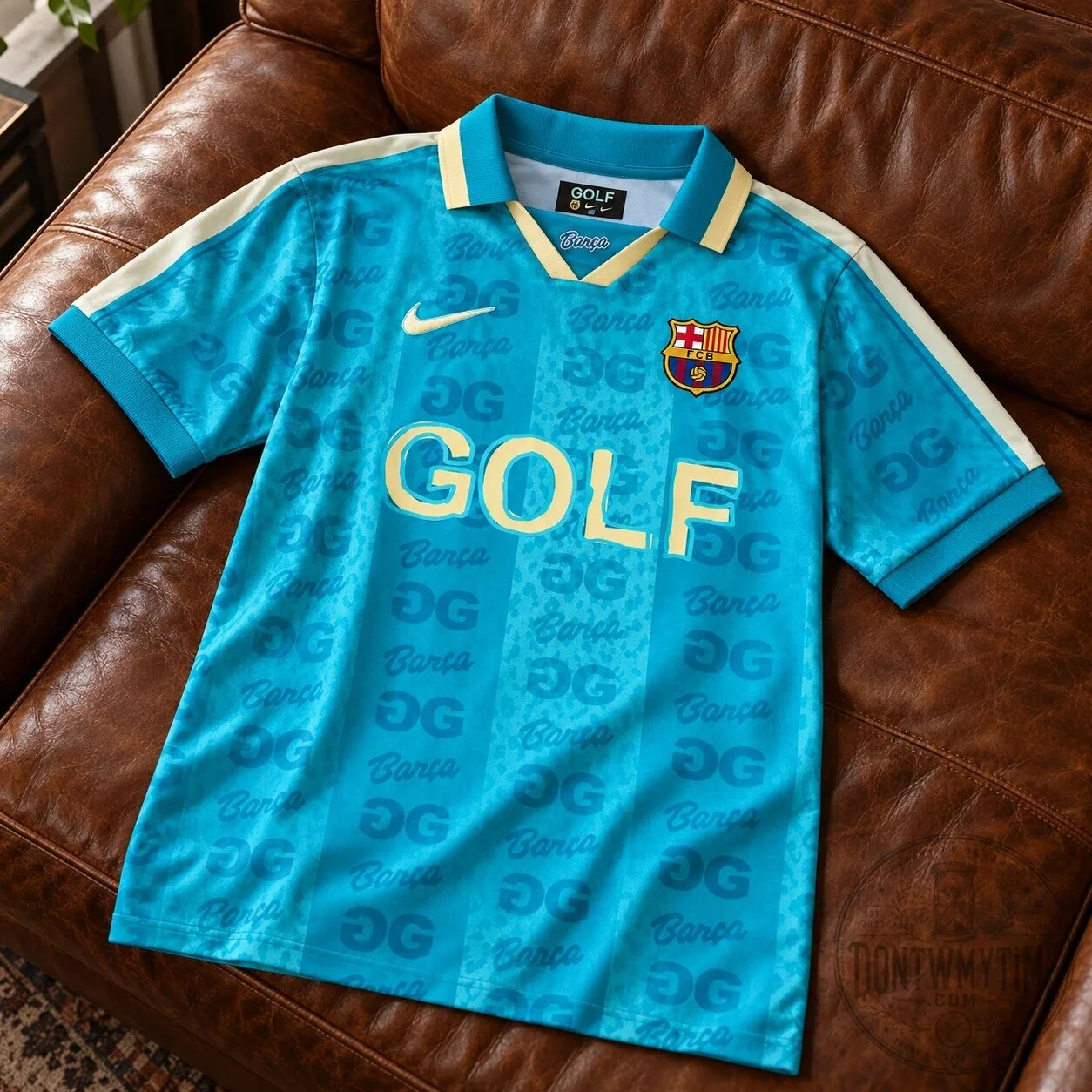 Golf Wang Tyler The Creator x FC Barcelona El Clasico Soccer Jersey 9 Golf Wang Tyler The Creator x FC Barcelona El Clasico Soccer Jersey product image showing design and details