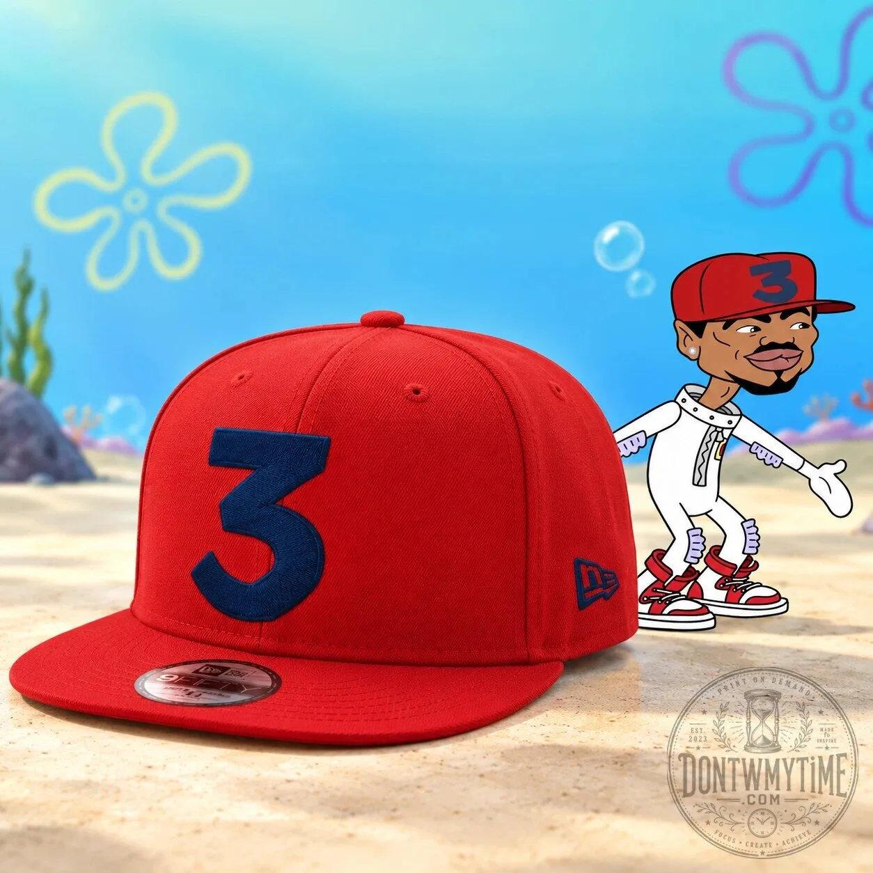 Spongebob Chance The Rapper Halloween Costume Red New Era 3 Snapback Hat