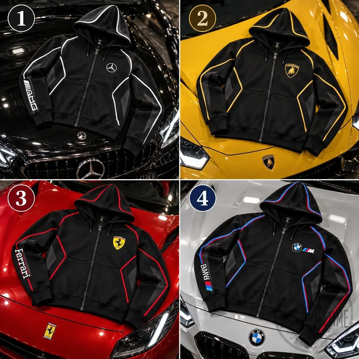 Revzips Mercedes Lamborghini Ferrari And BMW Balaclava Ninja Face Mask Hoodie