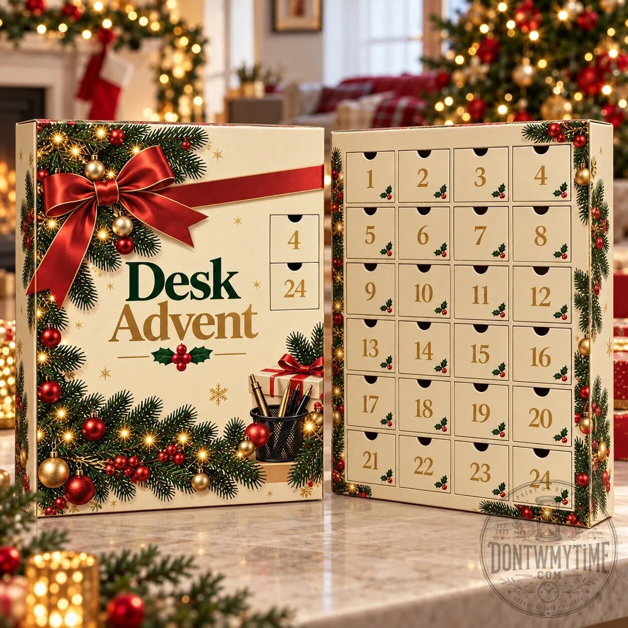 Desk Christmas Advent Calendar 2026 24 Days of Studying Countdown set