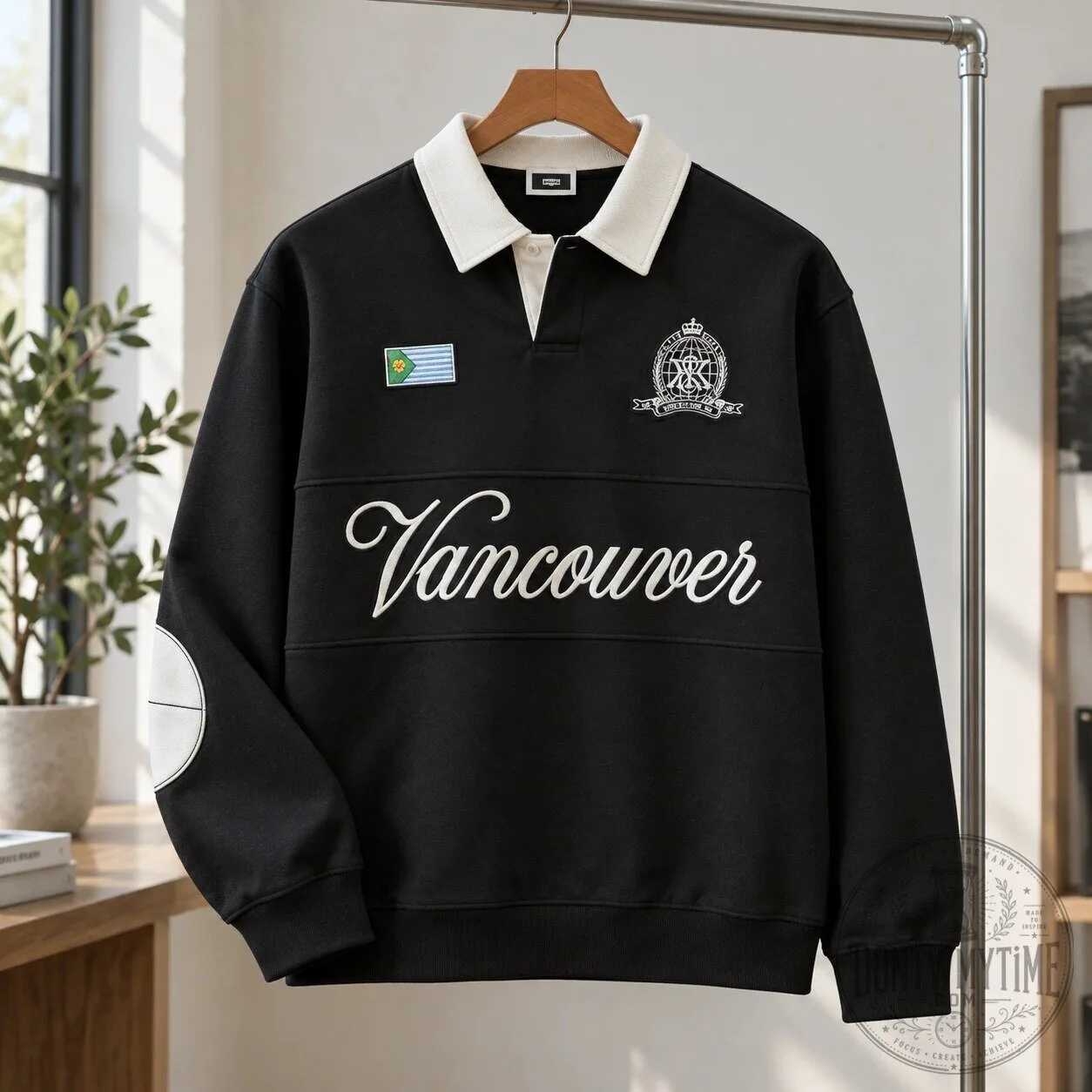 Kith x Grizz Vancouver Crest Long Sleeve Rugby Shirt Black